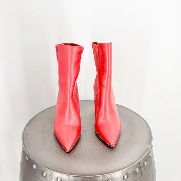 Aldo Red Heeled Boots Sleek Modern Design - Picture 1 of 6